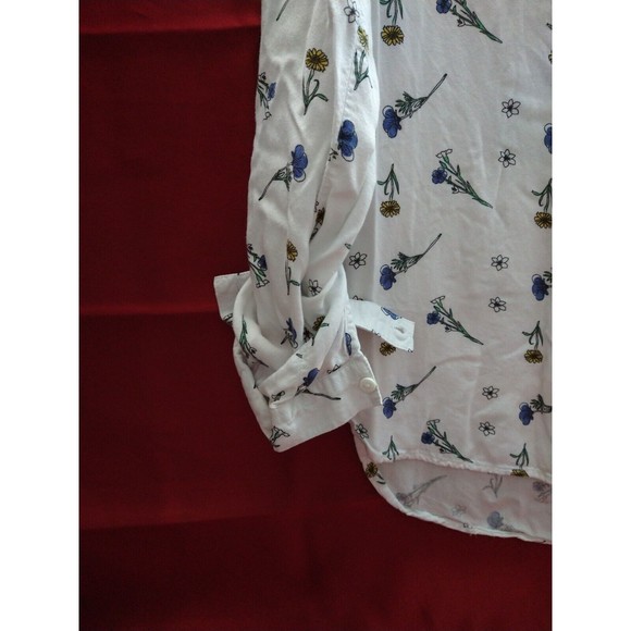 Primark Size 0 Womens Floral Long Sleeves Lightweight Blouse Print White Flower - Picture 5 of 7